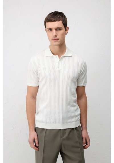 Antioch Dokulu Triko Erkek Polo T-shirt Ekru