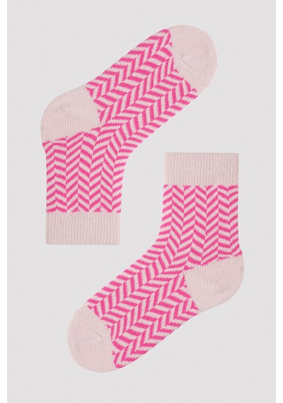 Penti Kız Çocuk Pembe Zigzag Desenli Soket Çorap
