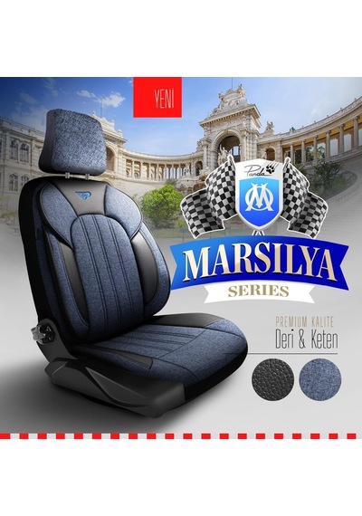 Panda Marsilya Serisi Keten Kumaş Oto Koltuk Kılıfı   - Tam Set