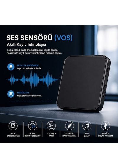 Kingboss Ses Kayıt Cihazı 24 Saat Kayıt 32gb Hafıza Vos