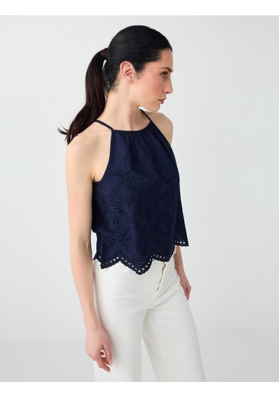 Jimmy Key Lacivert %100 Pamuk Halter Yaka Askılı Bluz 6sw035393494