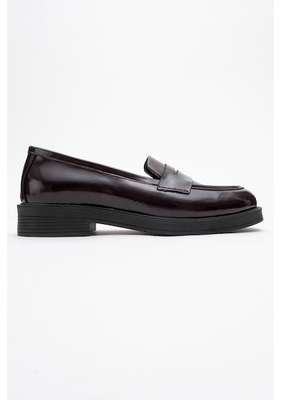 Luvishoes Luvi Shoes Pline Bordo Rugan Hakiki Deri Kadın Loafer Ayakkabı Bordo Rugan