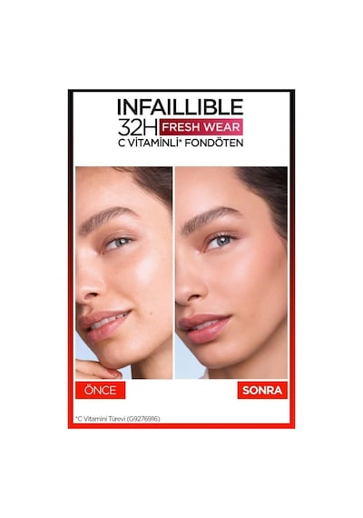 L'Oreal Paris Infaillible 32H Fresh Wear C Vitaminli Fondöten 125 Natural Beige + Mini Paradise Maskara 4.7 ML