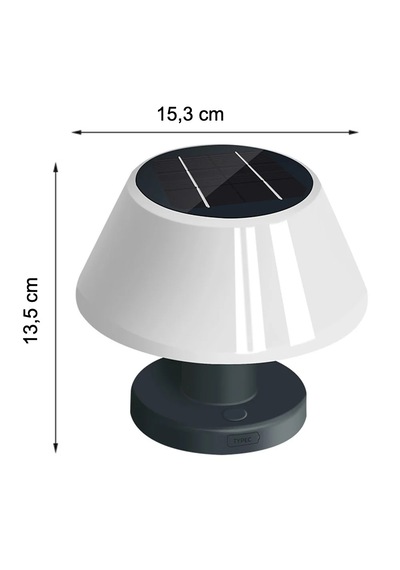 Mdstech Masa Lambası Modern Tasarım Su Geçirmez Güneş Enerjili 4 Kademeli Dim Led Ayarlanabilir Siyah Ve Şeffaf