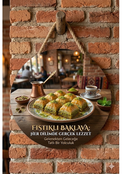 Fıstıklı Baklava Temalı Tatlıcılar Pastaneler Restoranlar İçin Ahşap Duvar Kapı Dekoratif Süs Tablo 2