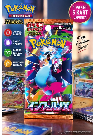 Pokémon Card Game Mega Inferno X M2 Japonca Booster Pack 5 Kart Mega Evolution - 1 Paket