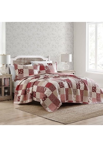 Kraliçe Yorgan Seti Ters Çevrilebilir Pamuklu Yatak Örtüleri Kırk Yama Işi Esinlenen Ev Dekoru Celina Patchwork K Genel