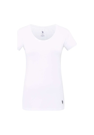 U.S. Polo Assn. Kadın Beyaz Derin Yuvarlak Yaka T-Shirt 66003