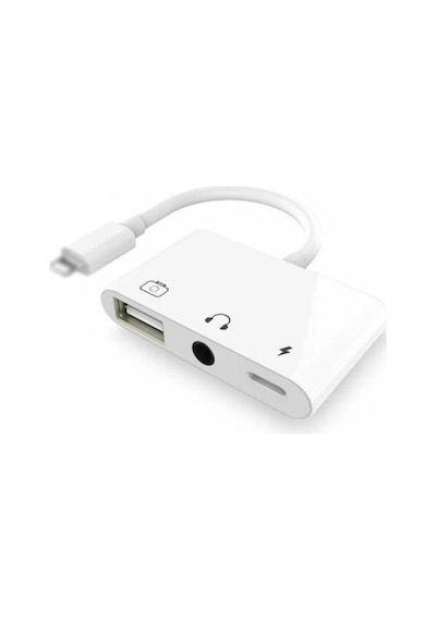 Coofbe 3in1 Lightning Şarj 3.5 MM Kulaklık ve USB Girişli Çoğaltıcı Adaptör