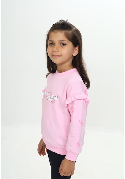 Toontoy Kız Çocuk Fantasy Çiçek Baskılı Sweatshirt Açık Pembe