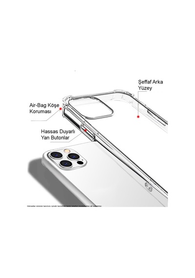 Kzy İletişim Apple İphone 8 İle Uyumlu Kapak Kamera Bölümü Açık Airbag Antishock Köşe Korumalı Şeffaf Silikon Kılıf
