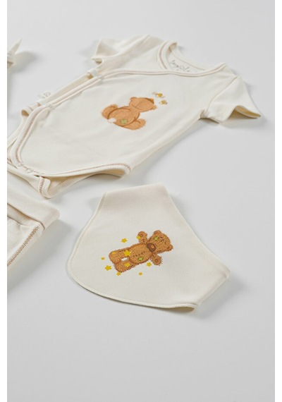 Tinylamb Fluffy Bear Yenidoğan Organik Set - 4 Parça Bej