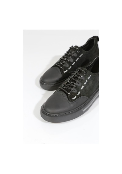 Dgn 9982 Erkek Düz Taban Sneakers Ayakakbi Siyah Süet Siyah