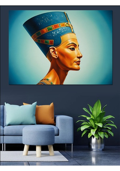 Nefertiti Mısır Kraliçesi Portre Dekoratif Kanvas - Mdf Ahşap Tablo