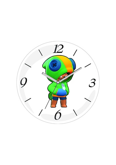 Brawl Stars Leon Şekerli Çap 30cm Sessiz Akar Bombeli Gerçek Cam Duvar Saati Çok Renkli