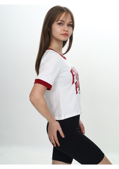 Toontoy Kids Toontoy Kız Çocuk Crop Garni Baskılı Tişört Bordo