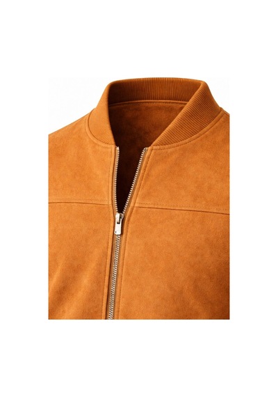 Premium Slim Fit Bomber Kolej Deri Ceket Taba