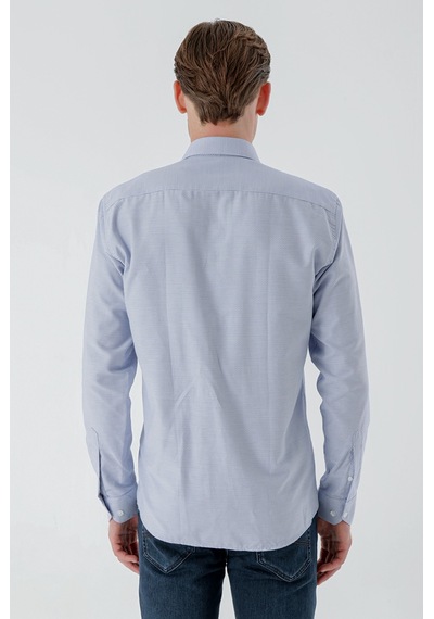 Morven Erkek Mavi Trend Baskılı Desenli İtalyan Yaka Slim Fit Gömlek 24mc004015300 Mavi