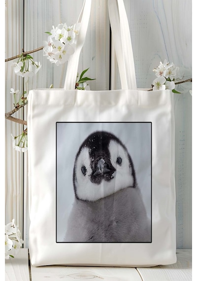 Art Hediye Penguen Baskılı Omuz Çanta Kişiye Özel Model 9 Çok Renkli