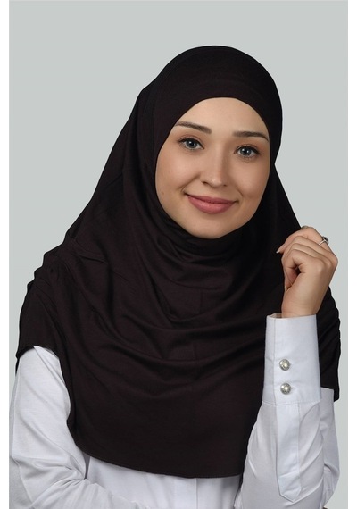Altobeh Hazır Türban Büzgülü Pileli Pratik Eşarp Tesettür Hijab - Namaz Örtüsü - Koyu Kahverengi