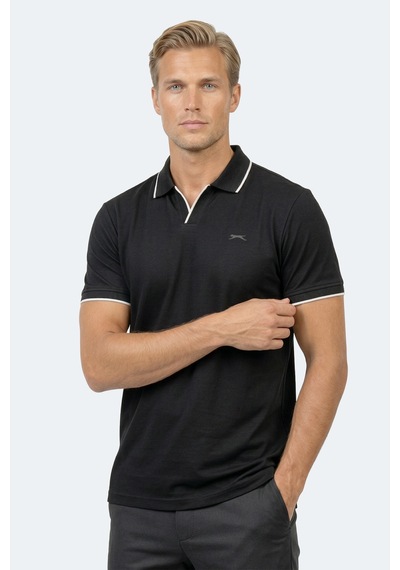 Slazenger Zıther Erkek Polo Yaka Siyah Tişört