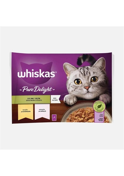 Whiskas Pure Delight Dilimli Seçim Tavuklu Ve Somonlu Poşet Yaş Kedi Maması 4x85g