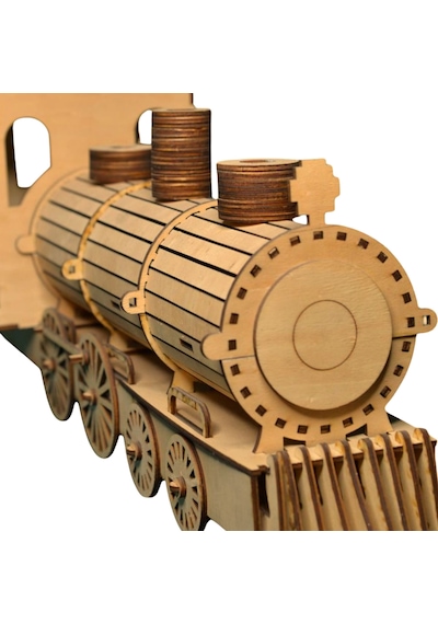 Algwood 3d Ahşap Buharlı Tren Lokomotif Maketi - Steam Train Nostalji Serisi 149 Parça Lazer -yetişkin Ve Genç Hobi Seti 47x17x22 Cm