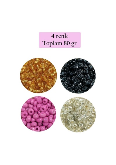 Dökme Cam Kum Boncuk Büyük Boy 6/0 4 Mm - 4 Renk - Toplam 80 Gram - Bnc410 Diğer