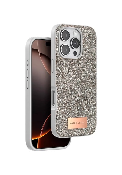 Onegif Apple iPhone Uyumlu  16 Pro Max Bright Simli Kapak - Gold