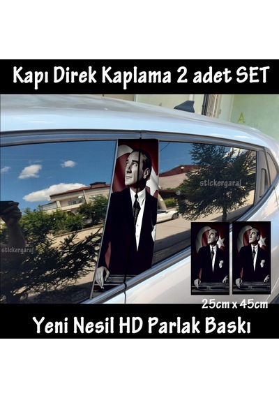 Mustafa Kemal Ata Folyo - 2kapı İçin 2adet Sticker Kaplama - Tuning Modifiye