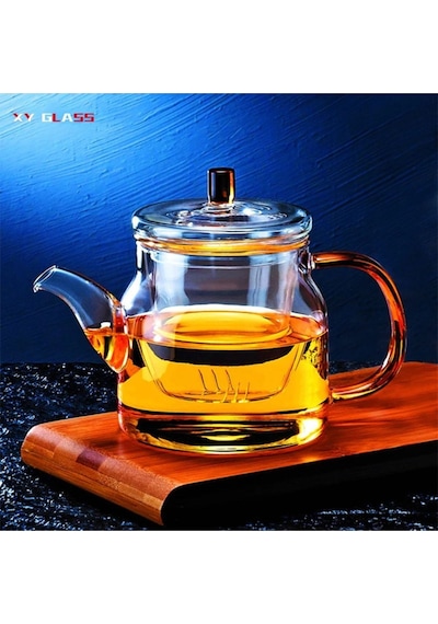 Morponi Borosilikat Cam Cam Kapaklı Ve Süzgeçli Gold Sap Demlik 800 Ml Tkb Aw2005 Şeffaf