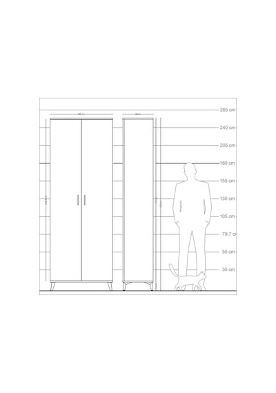 Arges Dolap 2 Raflı 2 Kapaklı Tek Askılı 88x30x243 Antrasit-aytaşı Antrasit