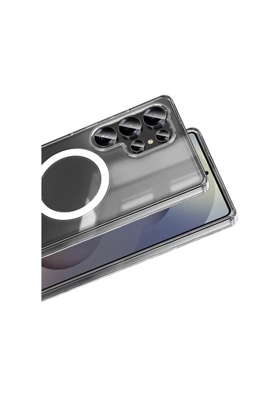 Newface Samsung Galaxy S25 Ultra Kılıf Magneticsafe Şeffaf Silikon - Şeffaf