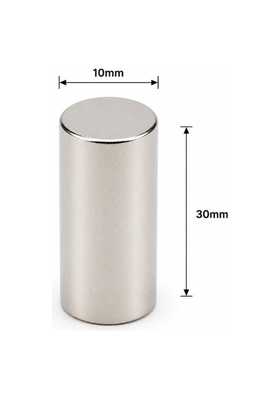 5 Adet - 10x30 Mm Neodyum Mıknatıs Neodim Magnet Yuvarlak