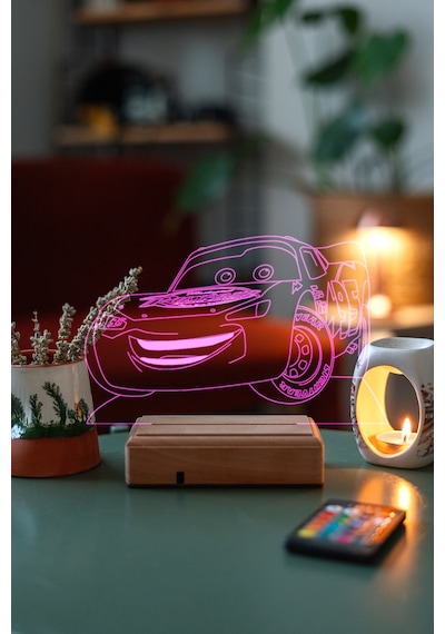 Şimşek Mcqueen Araba 16 Renk Kumandalı 3d Gece Lambası
