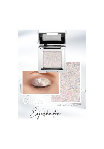 Mücevher Parlaklığında Yoğun Pigmentli Tekli Far Glitter Bomb Eyeshadow 08 Ice Crystal Gleam Diğer