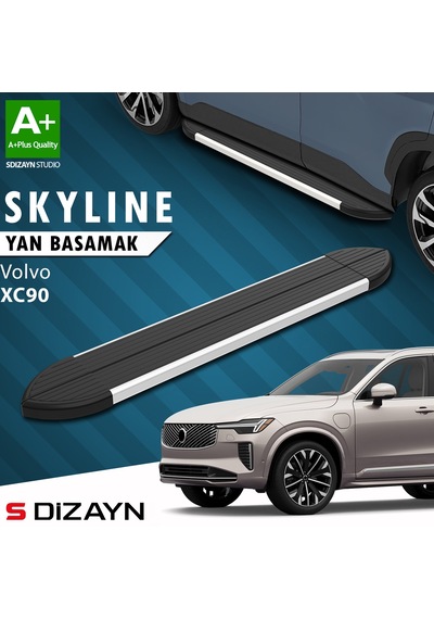 S-dizayn Volvo Xc90 Makyajlı Hybrid Skyline Aluminyum Yan Basamak 203 Cm 2024 Üzeri A+ Kalite