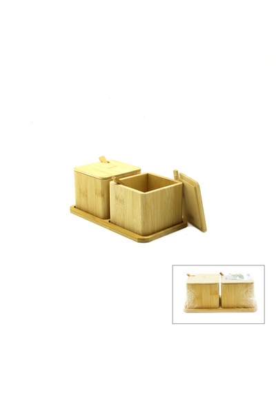 2pcs Baharatlık - Tuzluk Ahşap Bambu 4887 Renkli
