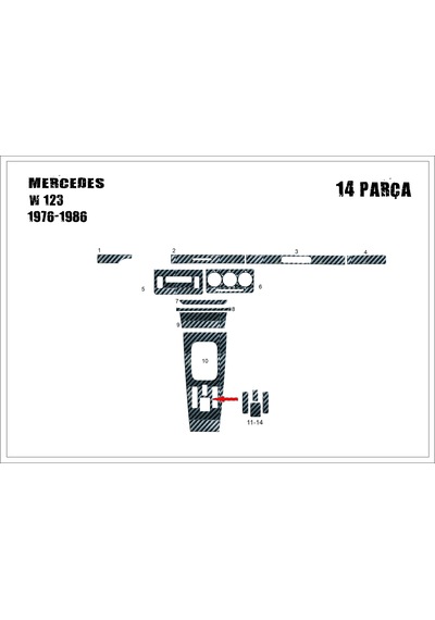 Mercedes 123 Torpido Kaplama 1976-1986 10 Parça Karbon