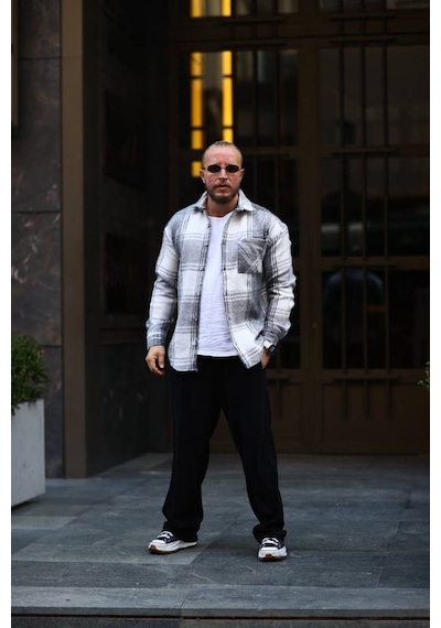 Unisex Jakarlı Oversize Gömlek Gri