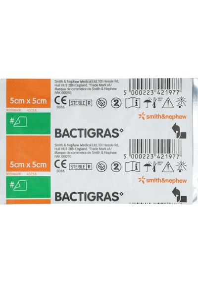 Bactigras 5X5 Cm Antiseptik Tül Yara Yanık Bakım Örtüsü 1 Adet