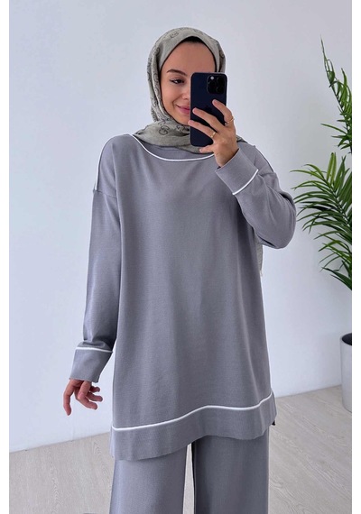 Kahijab Biye Detay Merserize Takım - Gri Gri
