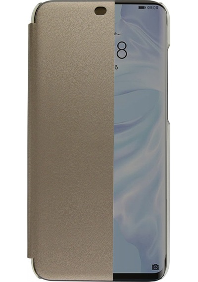 Huawei Mate 20 Lite Yarım Cam Kapaklı Kılıf Kahverengi