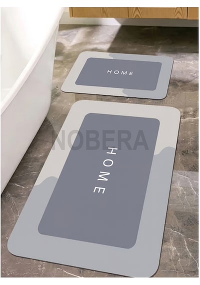 2'li Ultra Emici Kaymaz Banyo Paspası Seti 40x60 Cm & 50x70 Cm Gri
