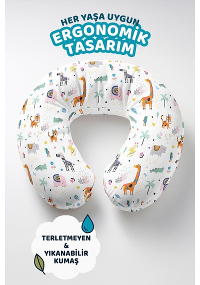 Sevimli Hayvan Figürlü Boyun Yastığı - Eğlenceli Tropikal Renkli Çocuk & Yetişkin Seyahat Yastığı Sedefli Toprak Gece
