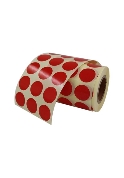 Renkli Kuşe Rulo Çap Etiketi 25mm X 25mm 2500 Adet Yan Yana 3 Lü