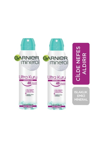 Garnier Mineral Ultra Kuru Sprey Deodorant 2'li Set