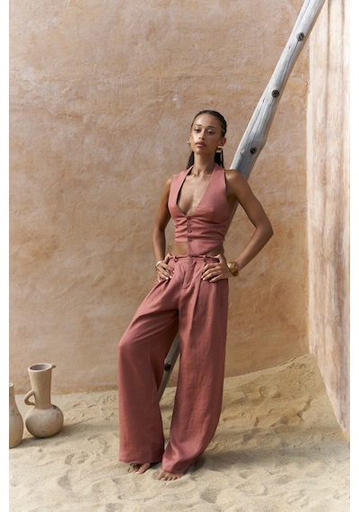 Mai Collection Mai Studios Co. Lvdovila Tarçın Keten Crop Yelek Pantolon Takım Tarçın Mai Collection Mai Studios Co. Lvdovila Tarçın Keten Crop Yelek Pantolon Takım Tarçın