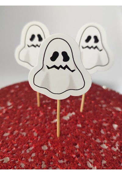 30 Adet Dekoratif Karton Hayalet Cadılar Bayramı Kürdanı 6,5 Cm - Halloween