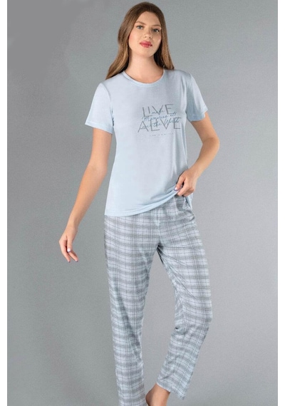 Alperi Kısa Kol Pijama Takımı 780-40 Mavi